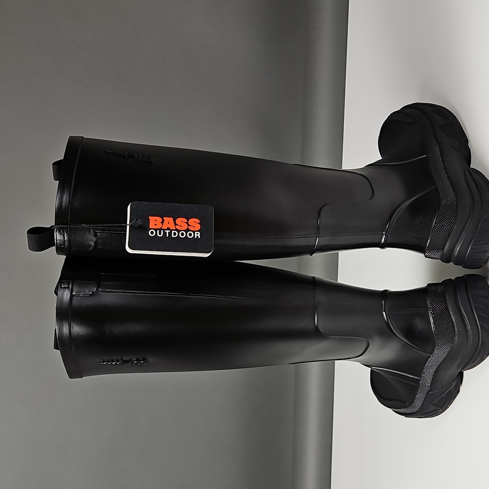 BASS OUTDOOR Black Rubber Field Rain Boot Knee High Boot Muck Boot - Picture 2 of 11